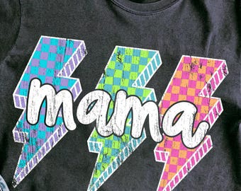 Mamá con rayo a cuadros (Png), Mamá con rayo de neón (Png), Mamá retro (Png), Camiseta de mamá (Png), Mamá neón (Png), Mamá rockera (Png), Grunge