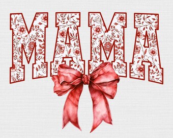 Camisa de mamá con estampado floral y coqueta universitaria PNG, fuente de mamá con lazos universitarios PNG, archivo digital de vida de mamá de moda, camisa de mamá con coqueta rosa, diseño de mamá