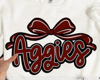 Aggies Png, Aggies Mascot Coquette Bow, Team PNG, School, Mascot Team name, Fall, Sport, School Spirit Png