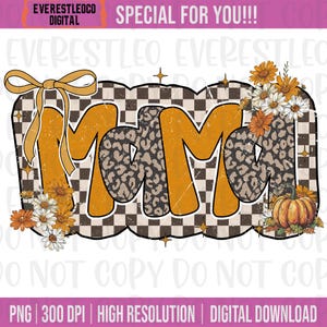 Fall Mama PNG, Checkered Mama Sublimation Design, Autumn Colors Mom Shirt PNG, Retro Mama Fall Download, Trendy Checkered Mom PNG