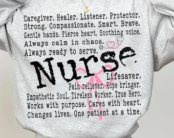 Krankenschwester Worte Kokette Bogen Png, Krankenschwester Definition png Krankenschwester Wertschätzung Retro Schreibmaschine Typografie Zitat Mentale Gesundheit Positivität Sublimation