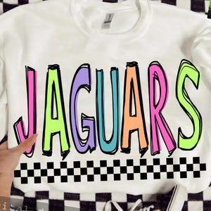JAGUARS Png, Colorful Jaguars Mascot Checkered, Retro Jaguars Sublimation, Game Day Png, Jaguars Shirt, Jaguars Mascot Png, Neon Jaguars Png