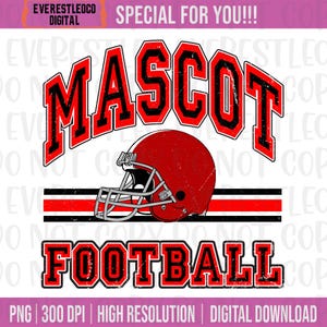 Personalized Mascot PNG Football Custom Your Team, Varsity School Football Team Sublimation, School Name, Digital Download, Custom Design