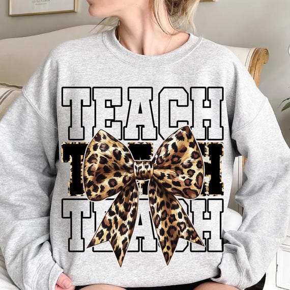 Leopard Teacher Coquette Bow PNG, Distressed Teacher Sublimation, Cute Teacher PNG, Teacher Graphic, Stylish Teacher Aesthetic