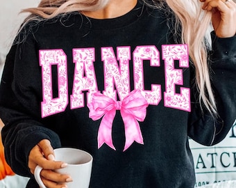 Dance Floral Toile Pink Water Color Coquette Bow Png, Dance Mama Png, Dance Shirt Leopard Print Distressed Dance Png, Dance Mom Varsity Png