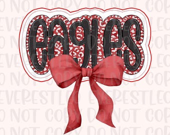 Eagles Typography Mascot Red Coquette Bow Design, Leopard Eagles Mascot PNG, Eagles Mama Shirt Design, Eagles Fan, Eagles Mascot