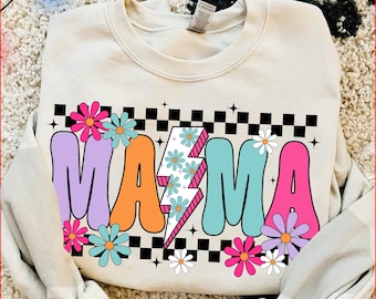 floral mama png, mama flower png, mama lightning bolt png, mama floral, mama groovy png, mama groovy, mama graphic, floral mama png