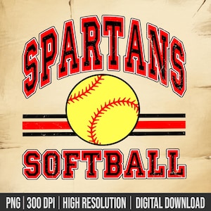 Spartans Mascot Softball Team PNG, Softball Mascot or Your Team Custom Work Png, School, Team, Fall, Sport, Spirit, Softball Team Png