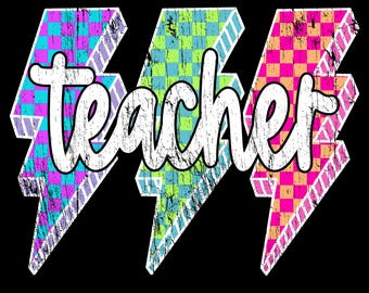 Leraar png bliksemschicht leraar png, terug naar school png, neon leraar shirt png, retro leraar png, geruite leraar png, leraar png