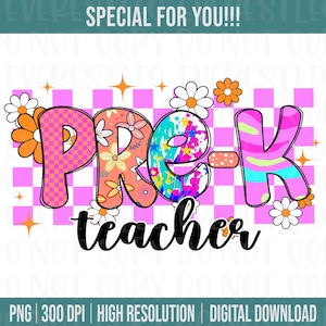 Checkered Pre K Teacher PNG, Para Png, Pre-K Teach Design, Retro Teach Png, Teacher Gift PNG, Checkerboard Teacher Shirt Sublimation