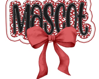 Custom Typography Mascot Coquette Bow Design, Leopard Mascot PNG, Team Spirit, Game Day, Leopard, Checkered, Coquette PNG