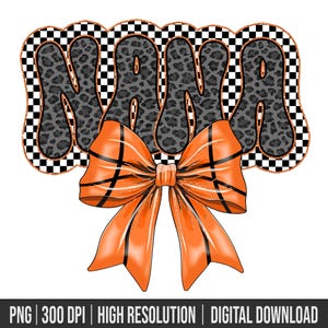 Basketball nana PNG, GameDay, Glitter PNG, Team Spirit, Game Day, Basketball Bow Design, Trendy, Leopard, Checkered Basketball, Coquette PNG