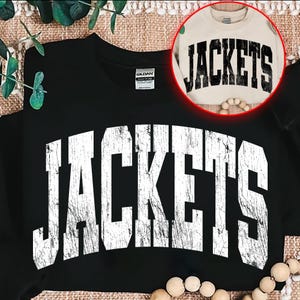 Jackets Png, Jackets retro typography distressed School Spirit PNG, School Mascot, School, Jackets Mascot Team name, Sport School Spirit Png