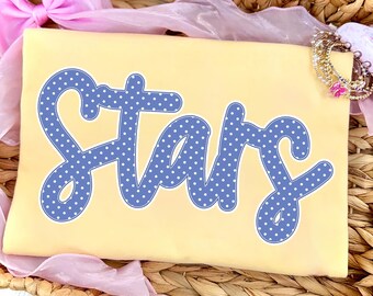 Stars PNG, Blue Polka Dot Stars Mascot PNG, Stars Shirt Design, School Spirit Game Day Team Spirit Sublimation PNG