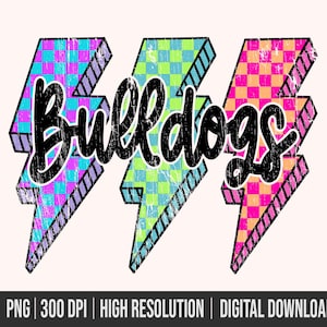 Bulldogs Png, Checkered Png, Retro Bulldogs Sublimation, Game Day Png, Bulldogs Shirt, Bulldogs Mascot Png Neon Bulldogs Png Bright Bulldogs