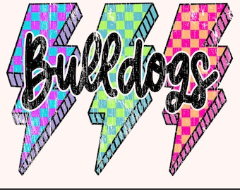 Bulldogs Png, Checkered Png, Retro Bulldogs Sublimation, Game Day Png, Bulldogs Shirt, Bulldogs Mascot Png Neon Bulldogs Png Bright Bulldogs