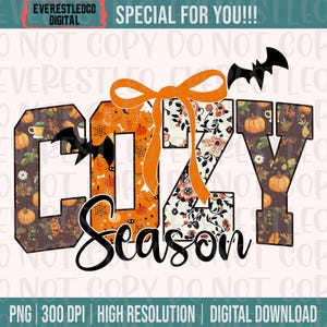 Cozy Season Coquette Bow PNG, Thanksgiving Png, Fall Sublimation Design, Fall Png, Autumn Png, Retro Halloween Png, Cozy Sublimation Design