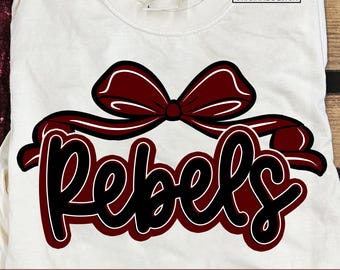Rebels Png, Rebels Mascot Maroon Coquette Bow, Team PNG, School, Mascot Team name, Fall, Sport, School Spirit Png