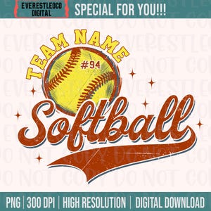 Custom Softball Team PNG, Personalized Softball Mascot or Your Team Custom Work Png, School, Team, Fall, Sport, Spirit, Softball Team Png