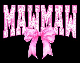 Digitale Png-Datei Mawmaw Floral Toile Pink Wasser Farbe kokett Schleife Clip Art Druckbare Wasserfolie Dtf Dtg Sublimation Design INSTANT DOWNLOAD