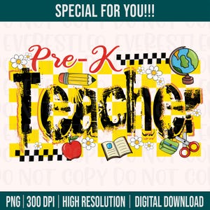 Checkered Pre K Teacher PNG, Para Png, Pre-K Teach Design, Retro Teach Png, Teacher Gift PNG, Checkerboard Teacher Shirt Sublimation