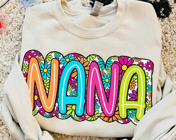 Colorful Floral NANA Png, NANA Flower Png, Grandmama Png, NANA
