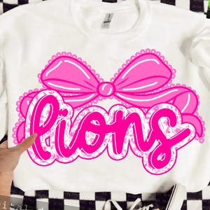 Lions Png, Lions Mascot Floral Toile Pink Water Color Coquette Bow, Team PNG, School, Mascot Team name, Fall, Sport, School Spirit Png