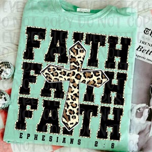 Faith Cross Sublimation PNG, Leopard Print Christian PNG, Faith-Based Shirt Design, Inspirational Religious Scripture Png, Digital Download