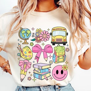 Back to School Coquette PNG Digital Design Download, School bus Png, Books png, Globe png, Flowers png, Girl school png, Pencil png designs
