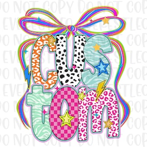CUSTOM Mascot PNG, Preppy School Spirit Png, Preppy Mascot Png, Hand Drawn Png, Mascot Png, Neon Coqutte Bow Mascot PNG Trending Png