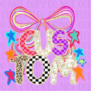 Custom Preppy School Spirit PNG, Preppy Mascot Png, Hand Drawn Png, Mascot Png, Neon Coqutte Bow Mascot PNG Trending Png