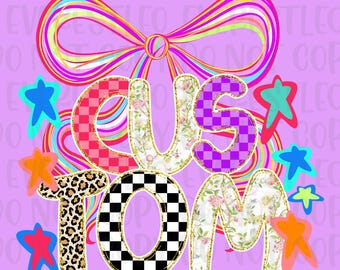 Custom Preppy School Spirit PNG, Preppy Mascot Png, Hand Drawn Png, Mascot Png, Neon Coqutte Bow Mascot PNG Trending Png