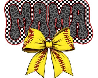 Retro Softball Mama PNG, Softball Mama Png, Softball Coquette Png, Leopard Game Day Softball Bow Png, Checker Softball Png, Softball Mom Png