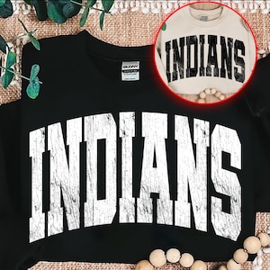 Indians Png, Indians retro typography distressed School Spirit PNG, School Mascot, School, Indians Mascot Team name, Sport School Spirit Png