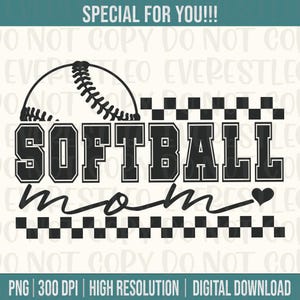Softball Mom Retro Checkered PNG Trendy Baseball Mom Png Softball season Png Retro Softball shirt Png Softball design Checker Png ORIGINAL