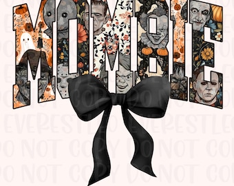 Retro Halloween Mombie Coquette Bow PNG Horror movie png Horror Halloween Coquette png, Spooky Vibes Png, Scary Movie Png, Halloween Graphic