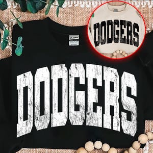 Dodgers Png, Dodgers retro typography distressed School Spirit PNG, School Mascot, School, Dodgers Mascot Team name, Sport School Spirit Png