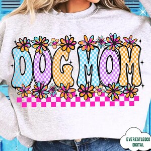Checkered Dog Mom Floral Png, Dog Mama Sublimation, Mom Floral Png, Dog Mom Sublimation Designs, Gift for dog mama