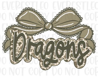 Dragons Camo PNG, Dragons Mascot Coquette Bow, Team PNG, School, Mascot Team name, Fall, Sport, School Spirit Png