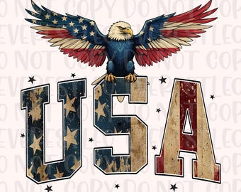 America Eagle USA Flag Png, USA Distressed Patriotic Independence Day 4th of July USA Star Stripe Printable Dtf Sublimation Design