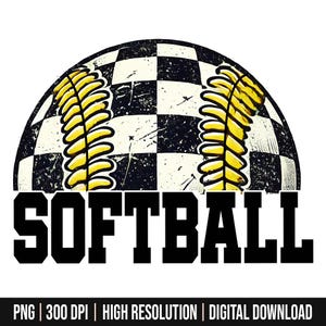 Softball Retro Checkered PNG Trendy Baseball Mom Png Softball season Png Retro Softball shirt Png Softball design Checker Png ORIGINAL