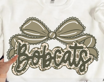 Bobcats Camo PNG, Bobcats Mascot Coquette Bow, Team PNG, School, Naam team mascotte, herfst, sport, schoolgeest png