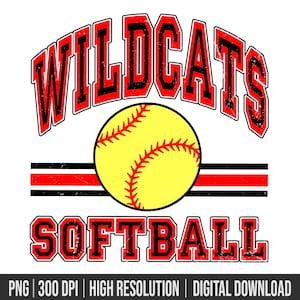 Custom Wildcats Mascot Softball Team PNG, Softball Mascot or Your Team Custom Work Png, School, Team, Fall, Sport, Spirit, Softball Team Png