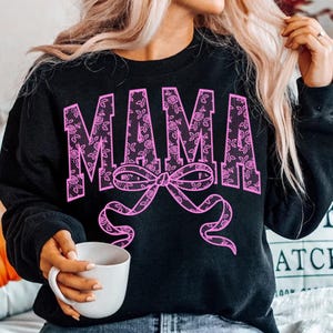 Pink Lace Mama Coquette Png, Mama Png, Floral Mama Chinoiserie Png, Mama Varsity Png, Mothers Day Png, Gift for Mom, Lace Coquette Bow Png