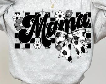 Retro Soccer Mama PNG Checkered, Floral Soccer Mama Png, Retro Checkered Soccer Mama, Soccer Coquette Bow, Soccer Bow