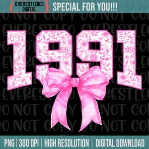 1991 bloemen toile blauw water kleur coquette boog clip art afdrukbare glijbaan dtf dtg sublimatie ontwerp INSTANT DOWNLOAD
