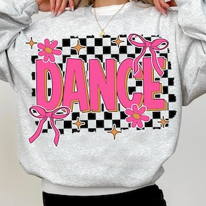 floral Dance Checkered Coquette Bow Design, Floral Dance Quote Dancing Png, Dance Fan Png, Dance Life Dance Team Dance Coach Checkered Bow