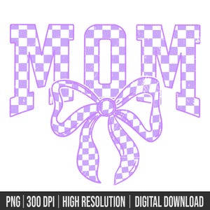Digitale Png Datei Mama Mama Distressed Checker Lila Coquette Bogen Printable Sticker Sublimation Dtg Dtf Design INSTANT DOWNLOAD