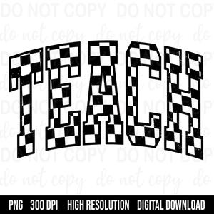 Digital Png File Teach Distressed Checker Printable Sublimation Dtg Dtf Design INSTANT DOWNLOAD