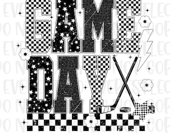 Checkered Game Day Hockey PNG, Checkerboard Hockey Png, Hockey Shirt Design, Sports Mom PNG, Vintage Hockey Sublimation, Team Spirit PNG